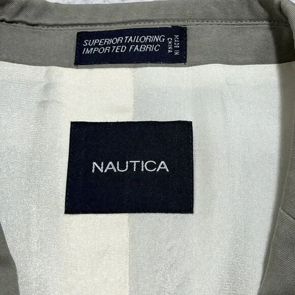 Nautica Men's 42 Regular 100% Silk Sage Green/Gray Suit Jacket Sport Coat 42R - Picture 7 of 15